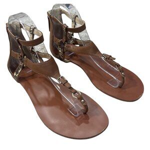 WHBM Aviva Gladiator Sandal Brown Snake size 8.5 Back Zip